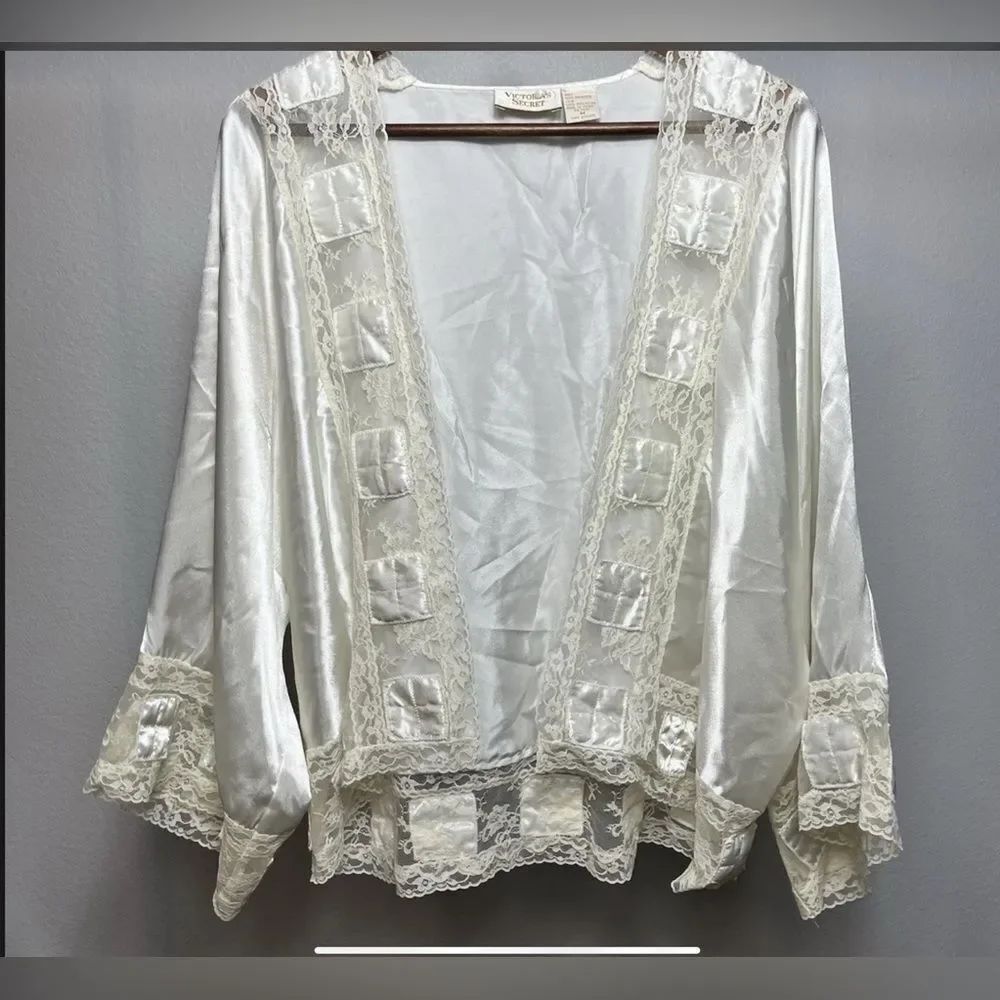 🌟VTG🌟 RARE 💝 Sz M Victoria's Secret Kimono Nightgown Lace Fairy Cottagecore Y2K